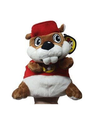 Buc-ees Beaver Hand Puppet Plush Toy Red Shirt Hat Tag #S1-C